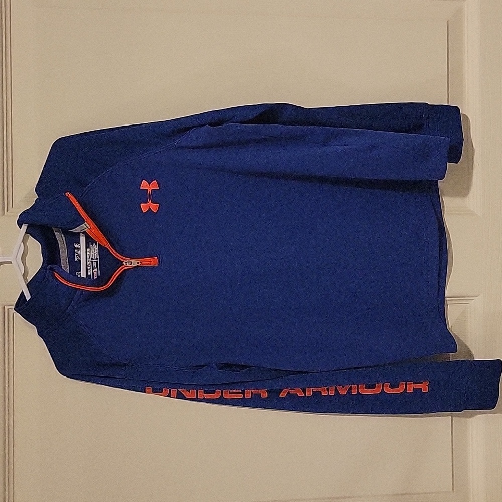 Under Armour Royal Blue Quarter-Zip with Orange Details, Small